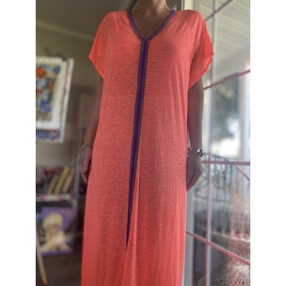 Pitusa Long Dress Orange M Oversize Cotton Blend - Picture 1 of 8
